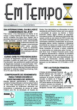 Informativo Em Tempo : semana de 07/03/2011 a 13/03/2011